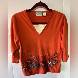 VINTAGE SHENANIGANS (S) BURNT ORANGE FALL TOP‎